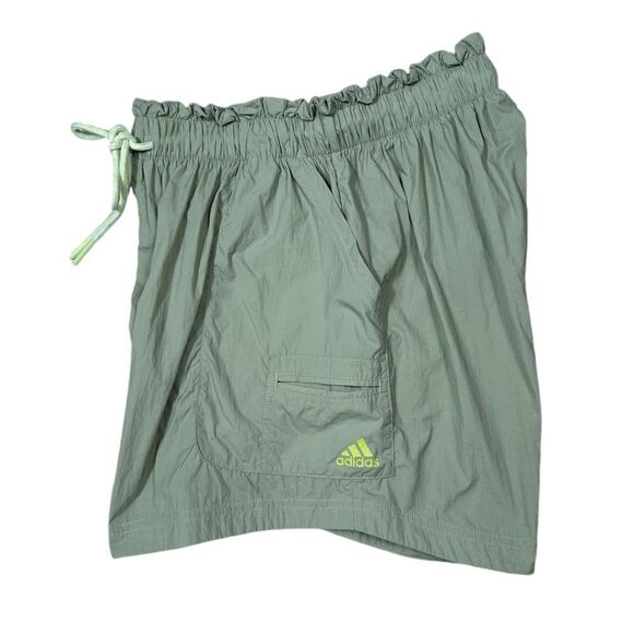 Adidas Utility Woven Magic Green High Rise Athletic Active Shorts - Picture 4 of 6